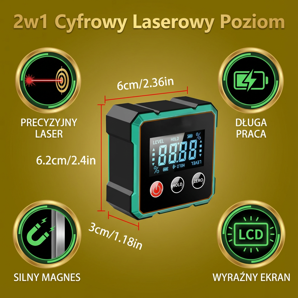 2w1 Cyfrowy Laserowy Poziom