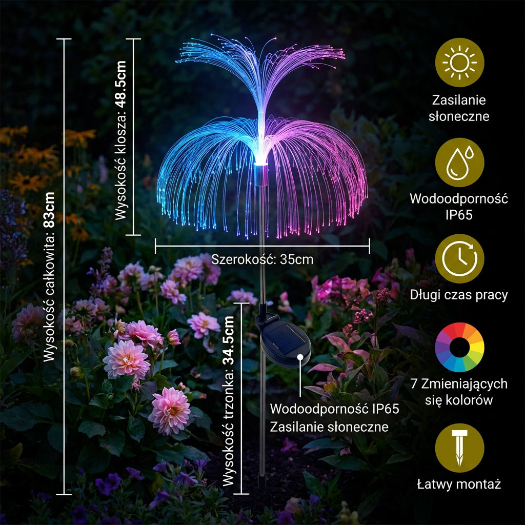 Magiczne LED Świetliki Ogrodowe – 7 Kolorów Zmieniających Barwy, Dekoracyjne Światła na Zewnątrz