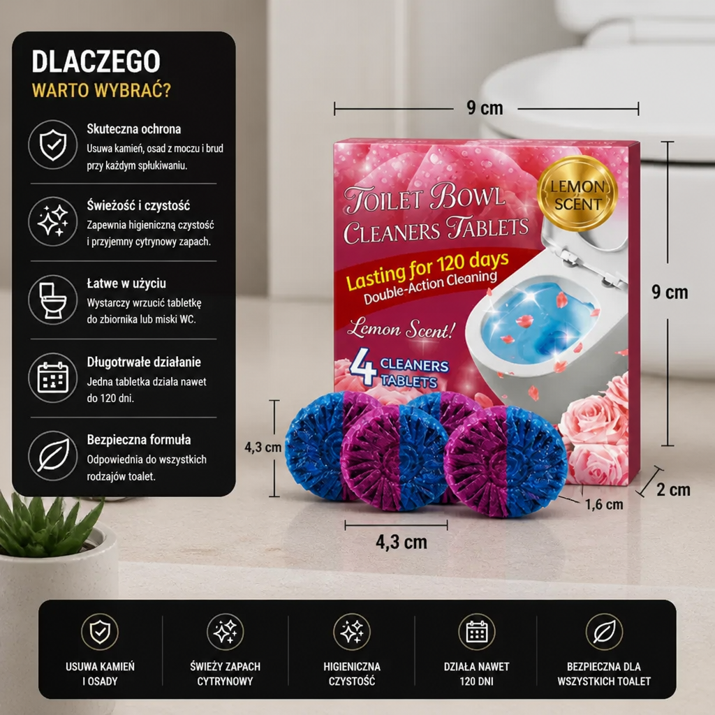 Kostki do Czyszczenia WC Przeciwko Kamieniowi, Osadom z Moczu i Nieprzyjemnym Zapachom