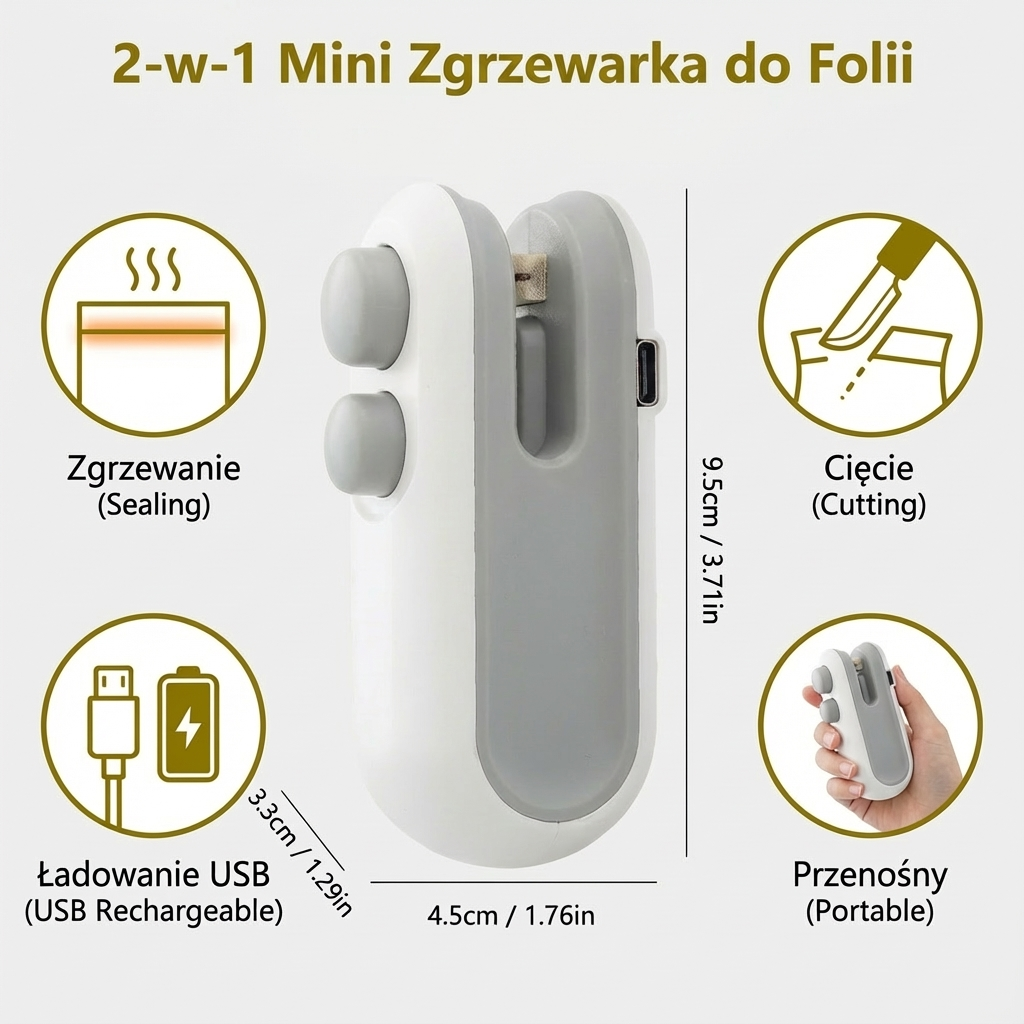 2-w-1 Mini Zgrzewarka do Folii