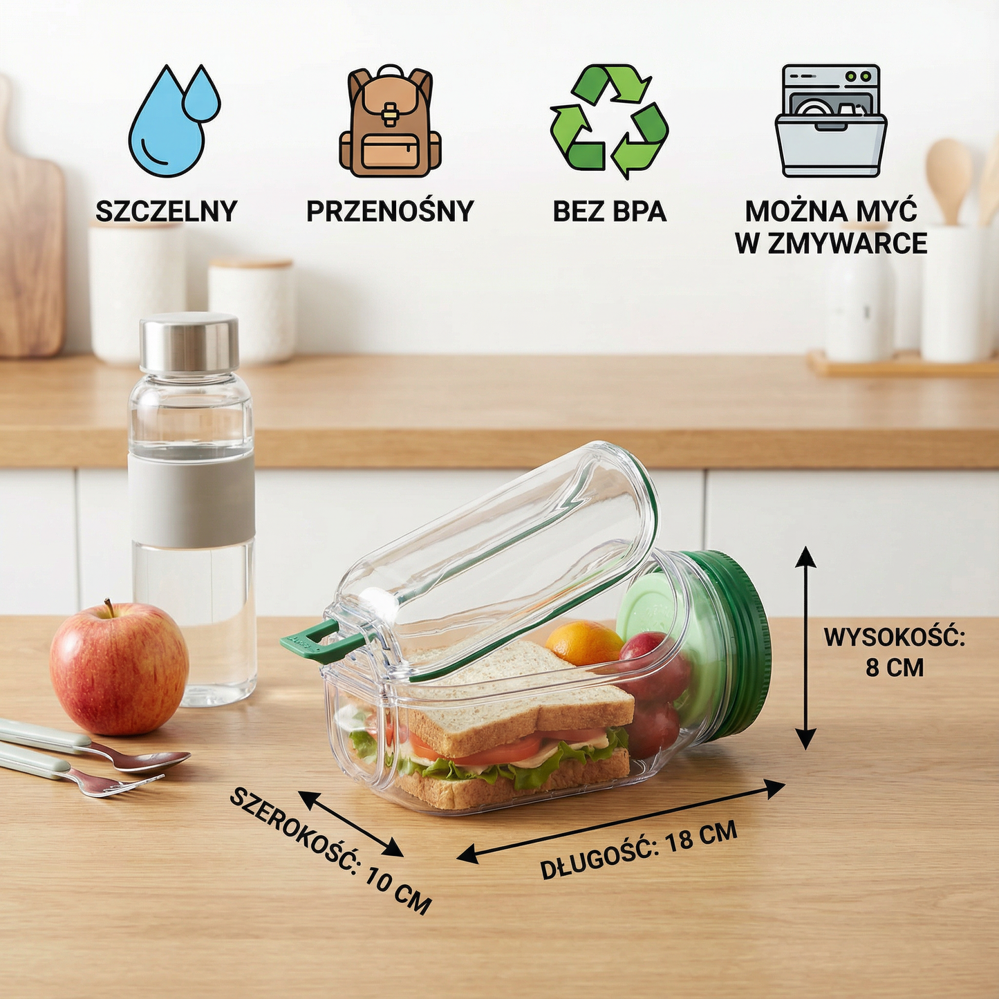 Lunchbox To-Go z boczną klapką – szczelna i przenośna
