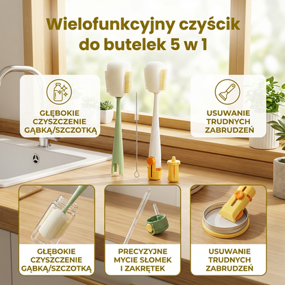 Wielofunkcyjny czyścik do butelek 5 w 1
