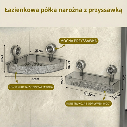 Łazienkowa półka narożna z przyssawką
