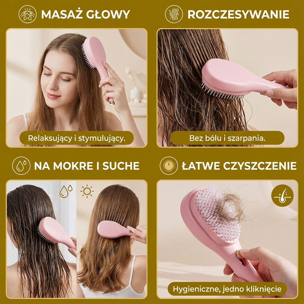 Łatwy do czyszczenia masażer do włosów w formie grzebienia