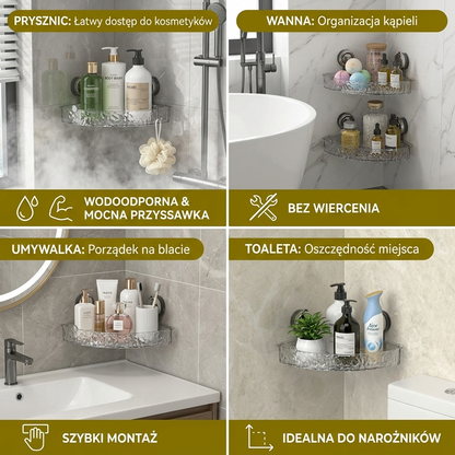 Łazienkowa półka narożna z przyssawką