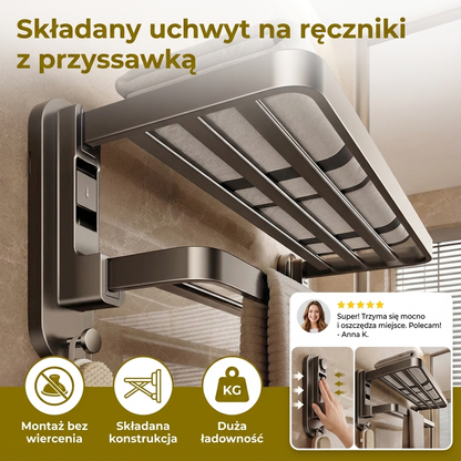 Składany uchwyt na ręczniki z przyssawką