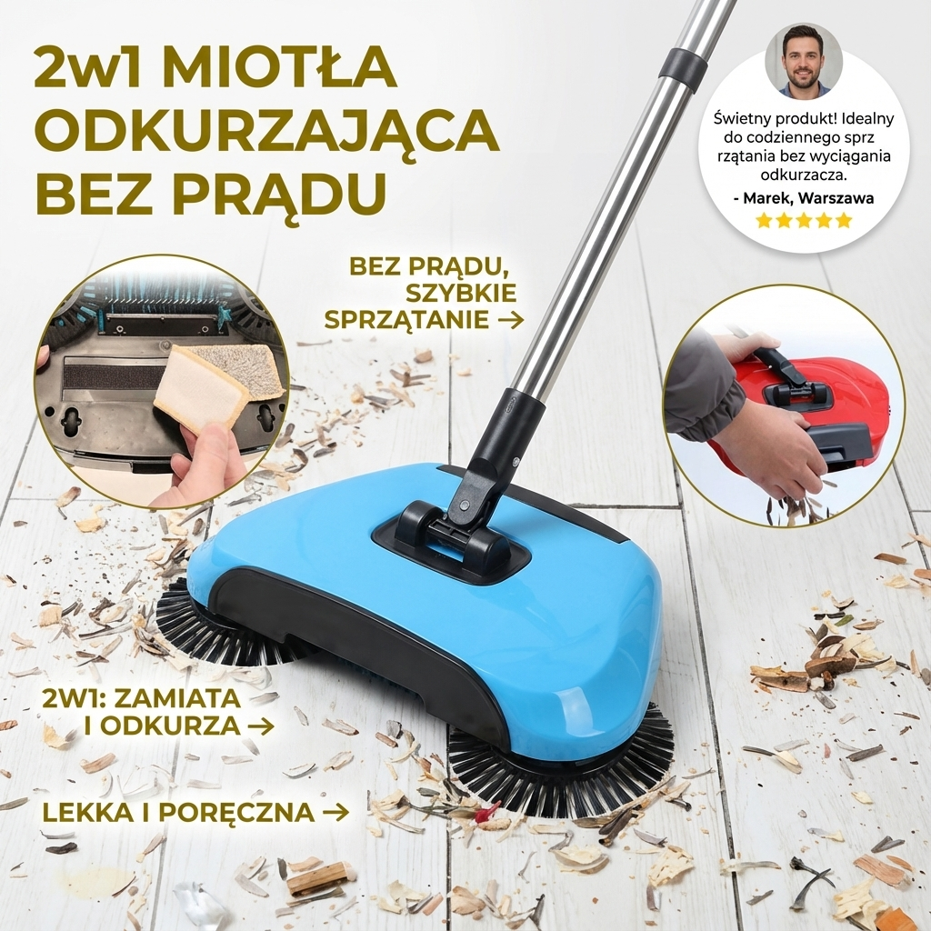 2w1 Miotła Odkurzająca Bez Prądu