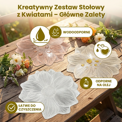 Kreatywny Zestaw Stołowy z Kwiatami – Wodoodporny i Odporny na Olej