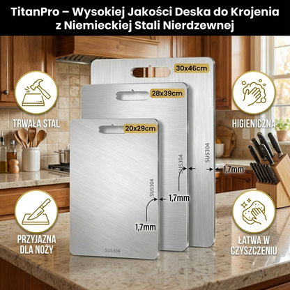 TitanPro – Wysokiej Jakości Deska do Krojenia z Niemieckiej Stali Nierdzewnej