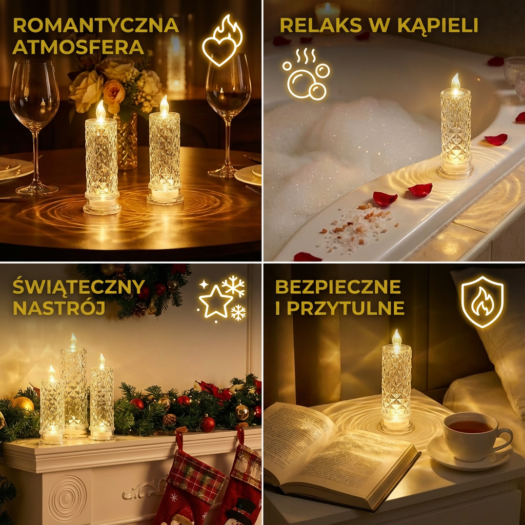 LED Kryształowe Światło Świecy