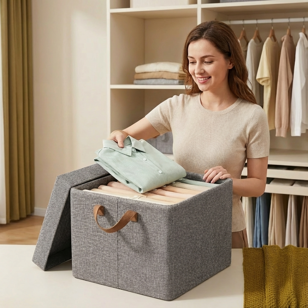 Składane Pudełko do Organizacji Ubrań z Uchwytami