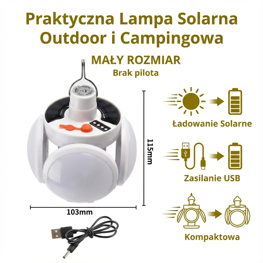 Praktyczna Lampa Solarna Outdoor i Campingowa