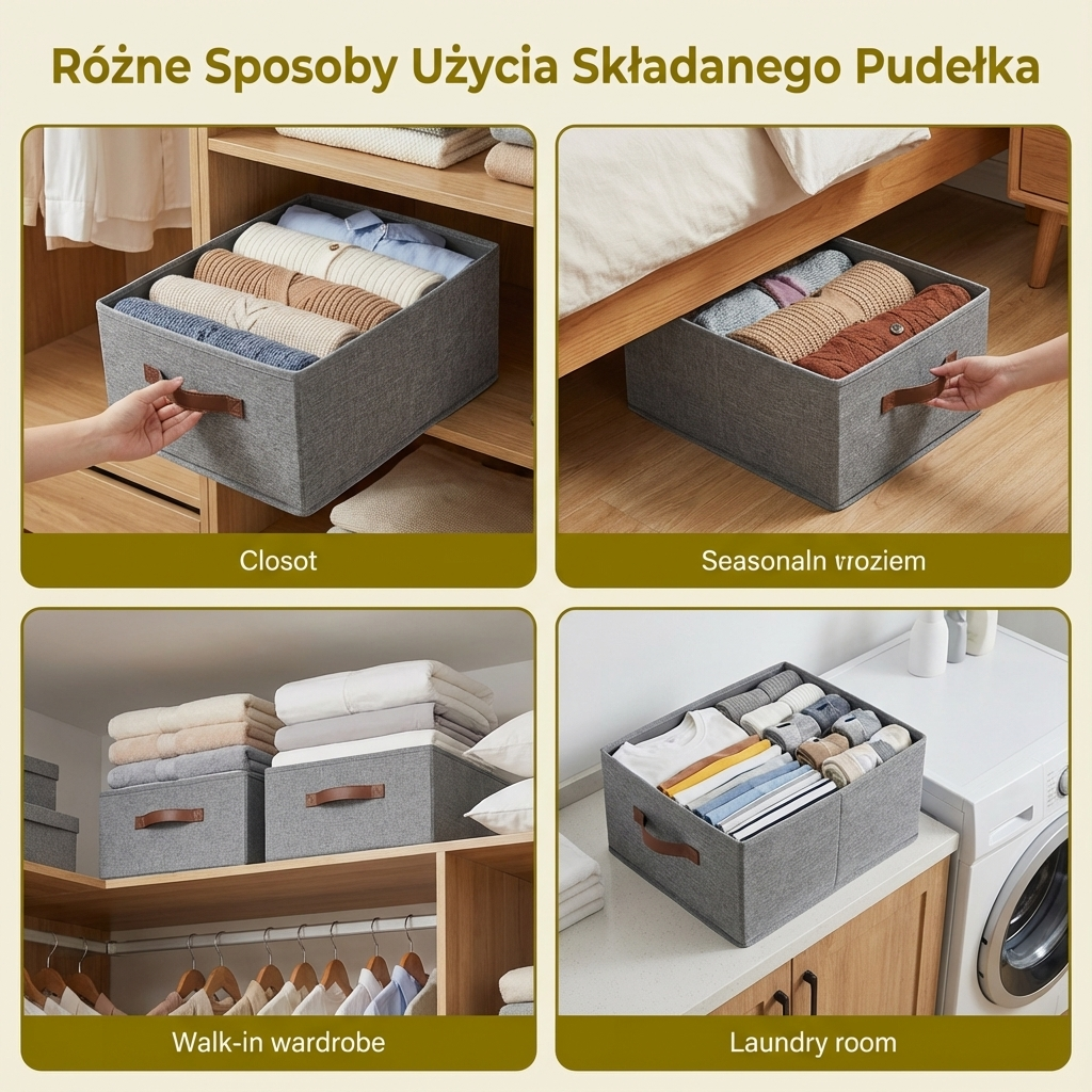 Składane Pudełko do Organizacji Ubrań z Uchwytami