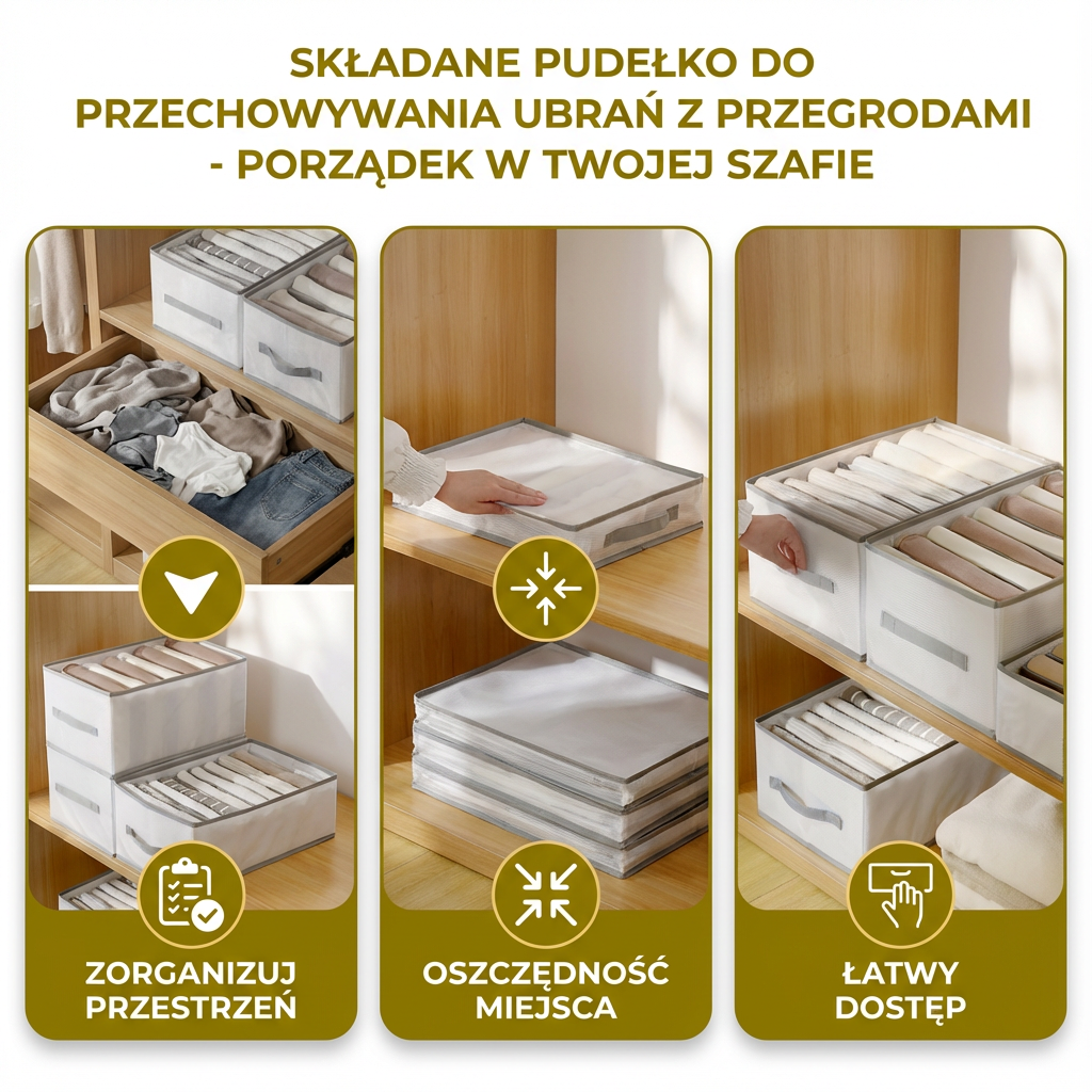 Składane Pudełko Do Przechowywania Ubrań Z Przegrodami