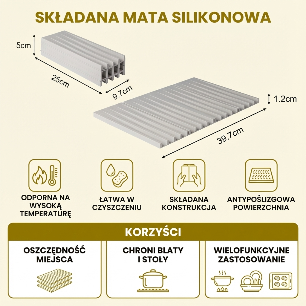 Składana mata silikonowa – odporna na wysoką temperaturę