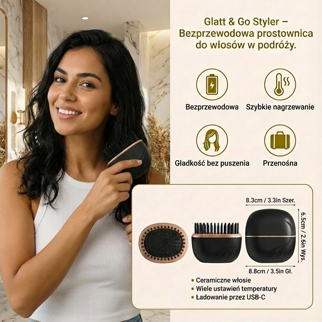 Glatt & Go Styler – Bezprzewodowa prostownica do włosów w podróży