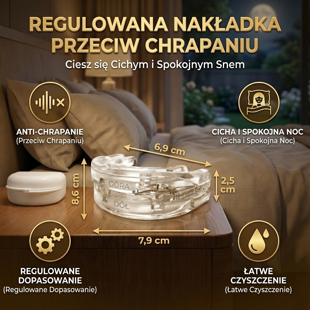 Regulowana Nakładka Przeciw Chrapaniu | Ciesz się Cichym i Spokojnym Snem