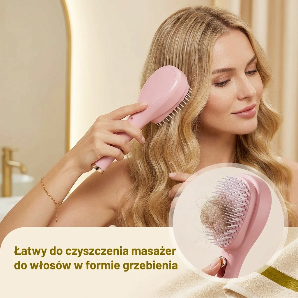 Łatwy do czyszczenia masażer do włosów w formie grzebienia