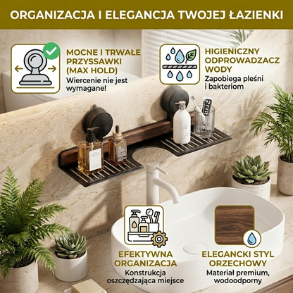Półka Umywalkowa z Przyssawką do Łazienki w Stylu Orzechowym