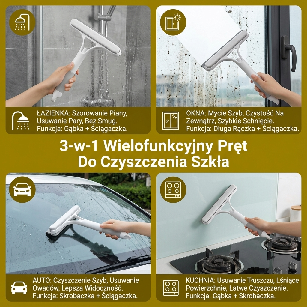 3-w-1 Wielofunkcyjny Pręt Do Czyszczenia Szkła