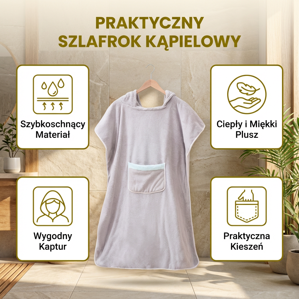 Praktyczny szlafrok kąpielowy