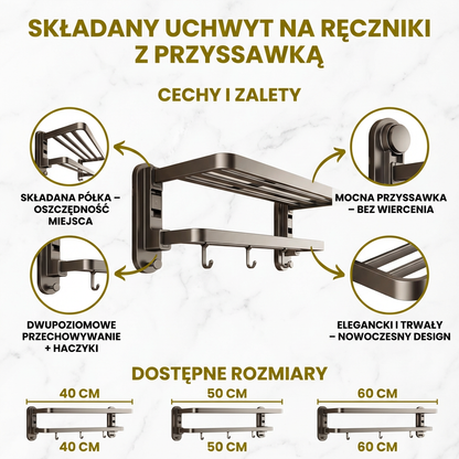 Składany uchwyt na ręczniki z przyssawką