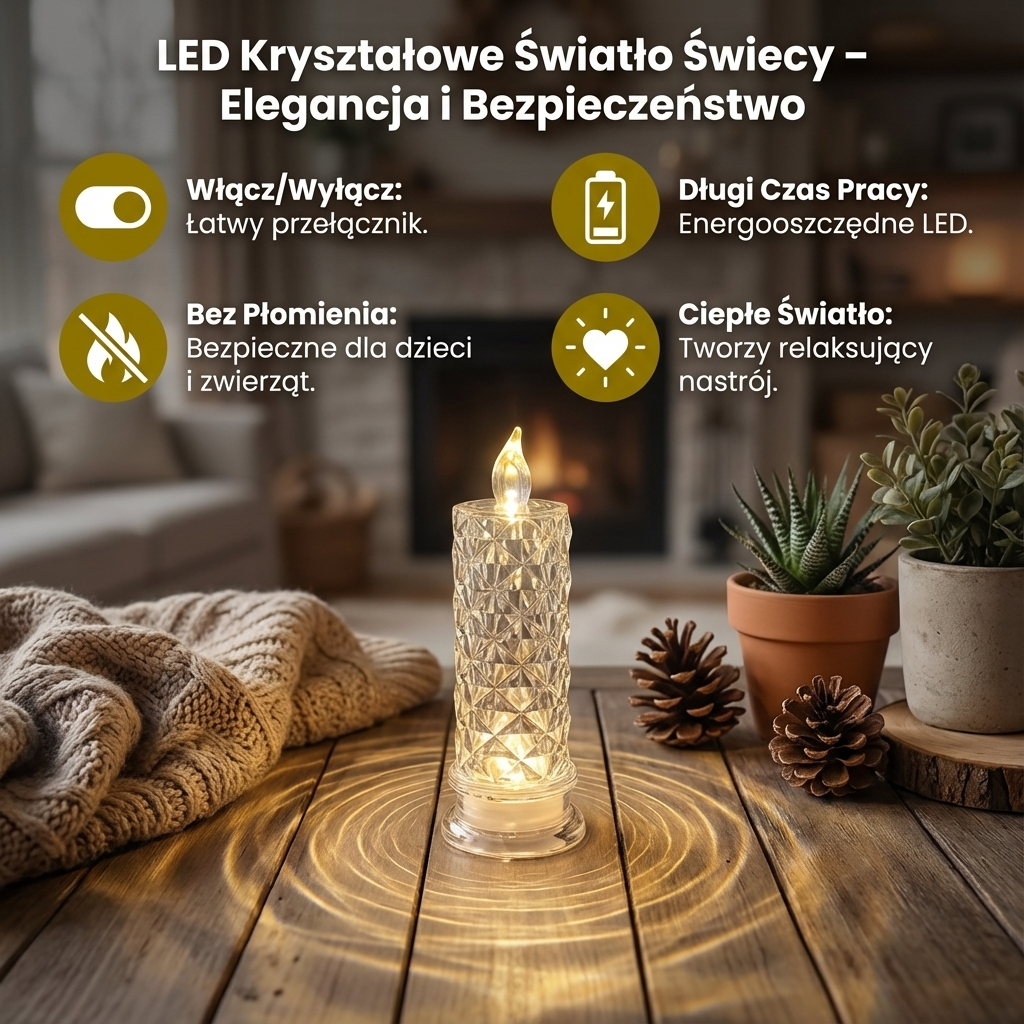 LED Kryształowe Światło Świecy