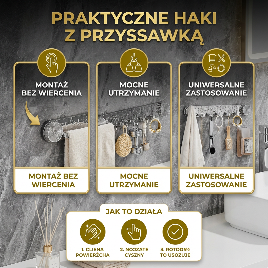Praktyczne Haki z Przyssawką