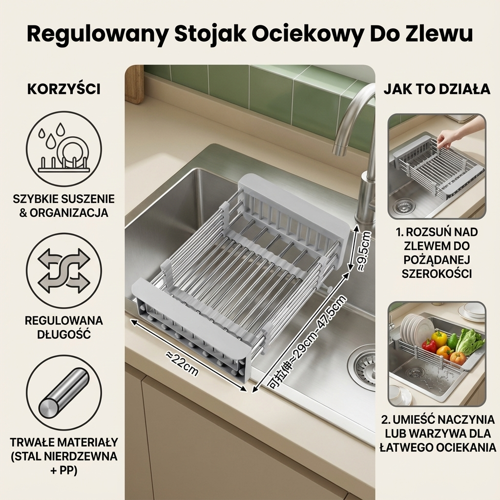Regulowany Stojak Ociekowy Do Zlewu