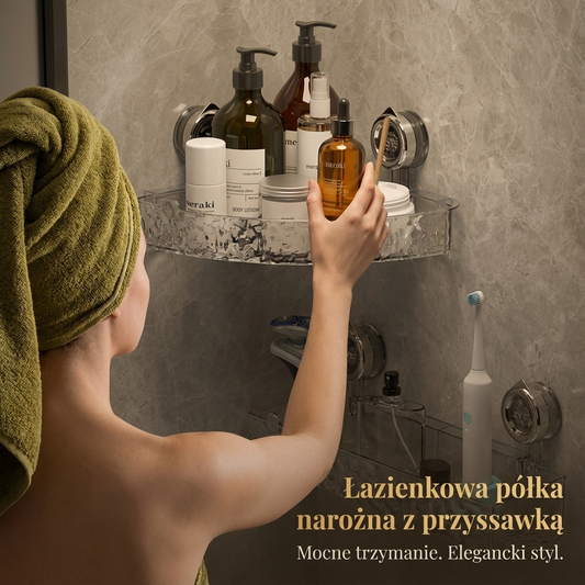 Łazienkowa półka narożna z przyssawką