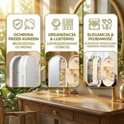 Eleganckie pudełko na biżuterię z lusterkiem