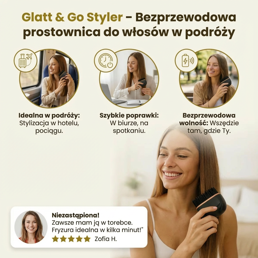Glatt & Go Styler – Bezprzewodowa prostownica do włosów w podróży