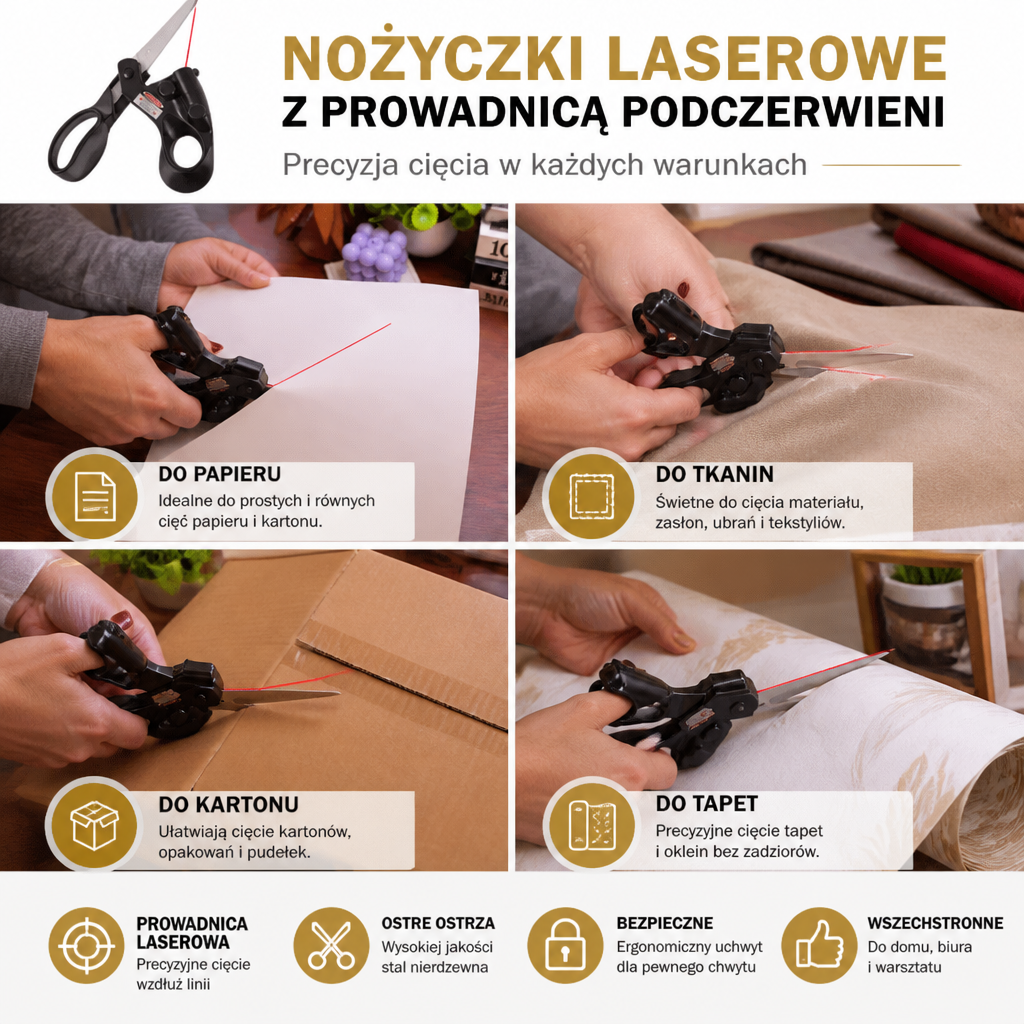 Nożyczki Laserowe z Prowadnicą Podczerwieni – Precyzyjne Nożyczki Wielofunkcyjne do Wszechstronnego Zastosowania