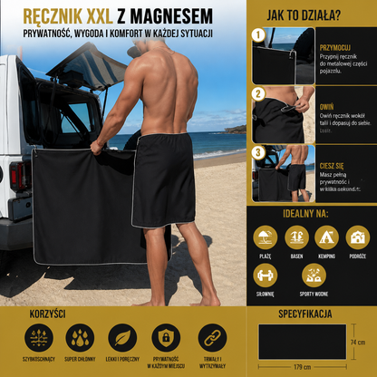 Ręcznik Kąpielowy Extra Duży z Magnesem – Szybkoschnący Ręcznik Plażowy i Kąpielowy do Pływania i Użytku Na Zewnątrz