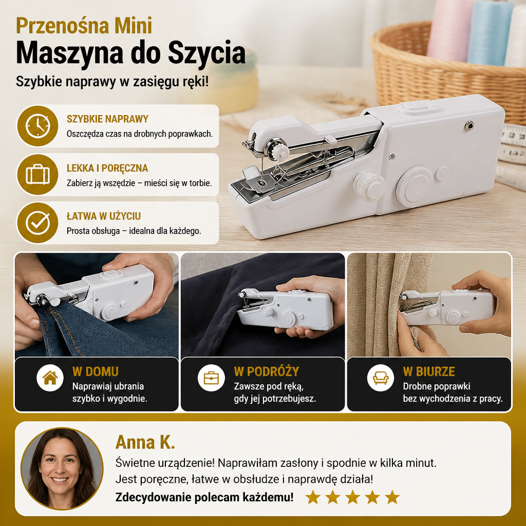 Przenośna Mini Maszyna do Szycia do Szybkich Napraw i Użytku Domowego