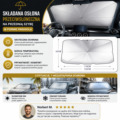 Składana Osłona Przeciwsłoneczna Na Przednią Szybę W Formie Parasola