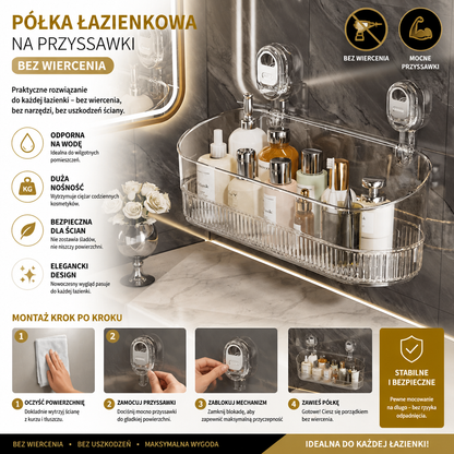 Samoprzylepna Półka Łazienkowa Na Przyssawki Bez Wiercenia