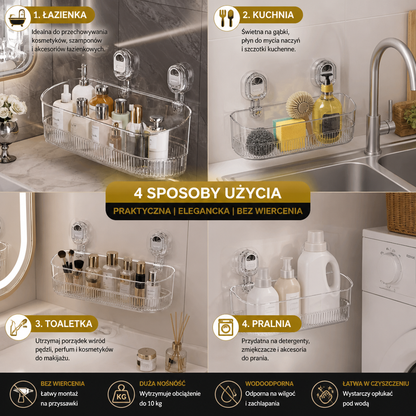 Samoprzylepna Półka Łazienkowa Na Przyssawki Bez Wiercenia