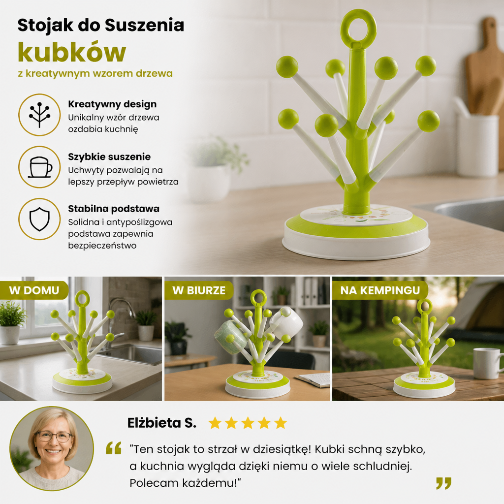Wielofunkcyjny Stojak Do Suszenia Kubków Z Kreatywnym Wzorem Drzewa Do Kuchni