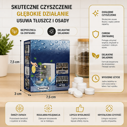 Tabletki Do Czyszczenia Zmywarki Do Głębokiego Czyszczenia I Usuwania Tłuszczu – Wykonane Z Delikatnych Składników