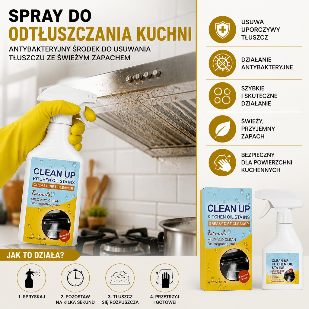Spray Do Odtłuszczania Kuchni – Antybakteryjny Środek Do Usuwania Tłuszczu Ze Świeżym Zapachem