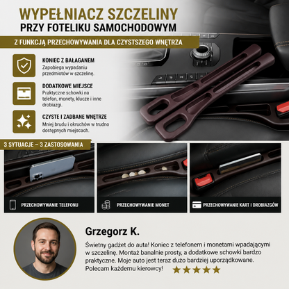 Uniwersalny Wypełniacz Szczeliny Przy Foteliku Samochodowym Z Funkcją Przechowywania Dla Czystszego Wnętrza