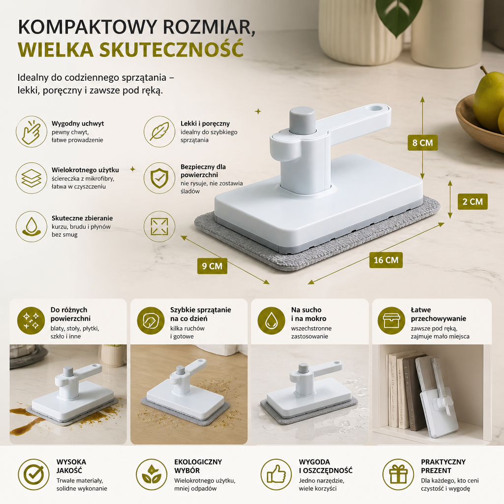 Przenośny Płaski Mop z Wielokrotnego Użytku Ściereczką do Szybkiego Czyszczenia Powierzchni