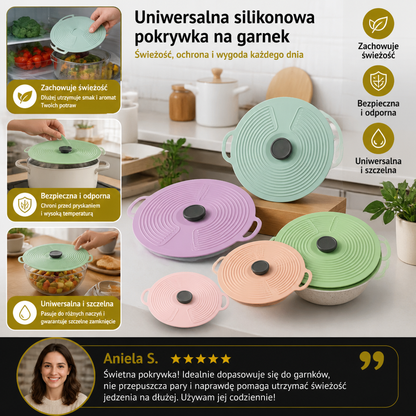 Uniwersalna Silikonowa Pokrywka na Garnek do Przechowywania Świeżości i Ochrony Podczas Gotowania