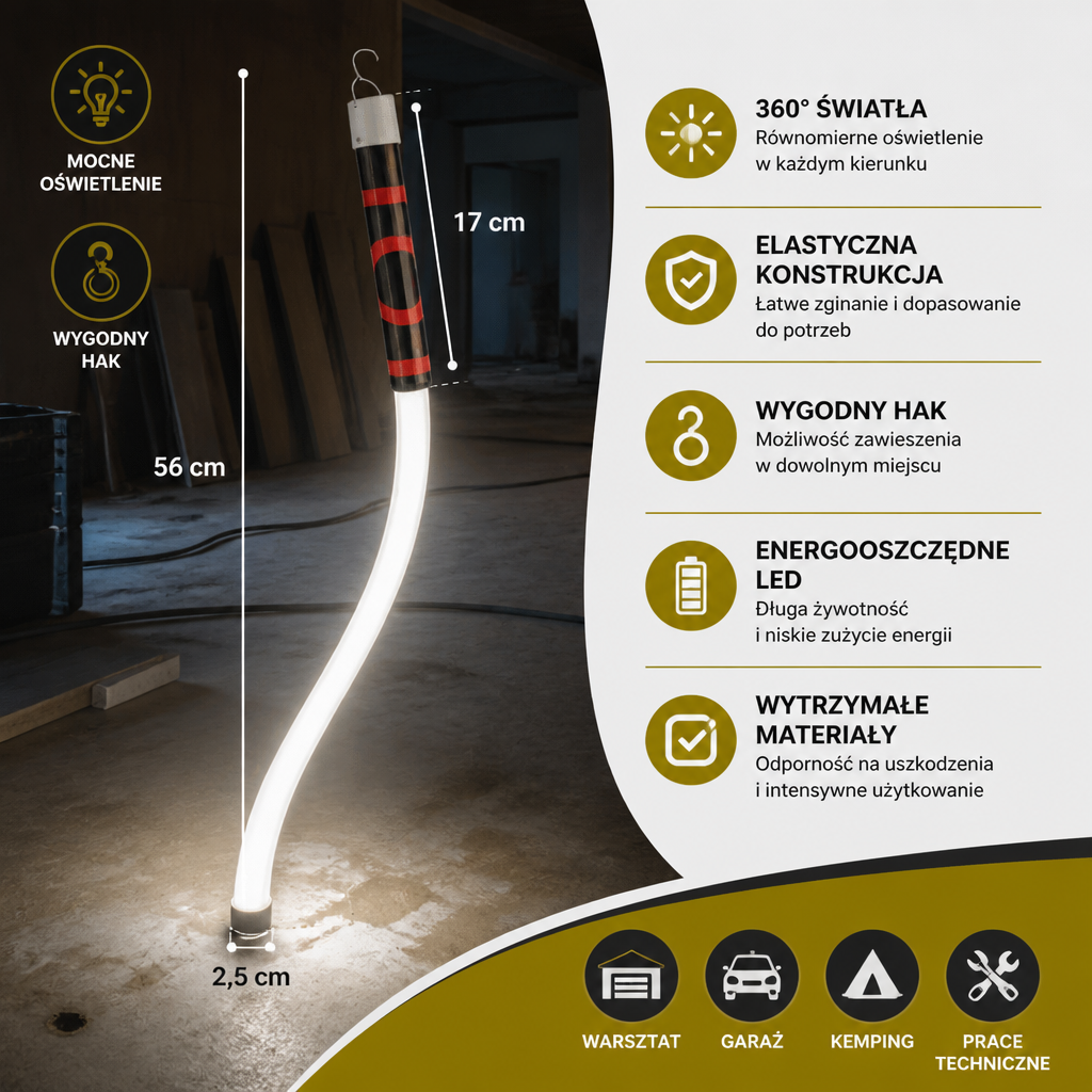 Lampa Robocza LED Zginana
