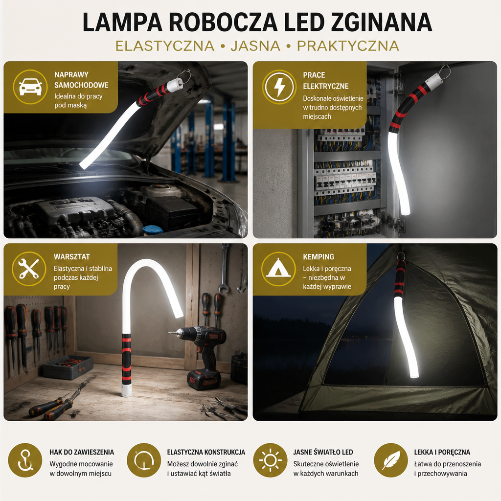 Lampa Robocza LED Zginana