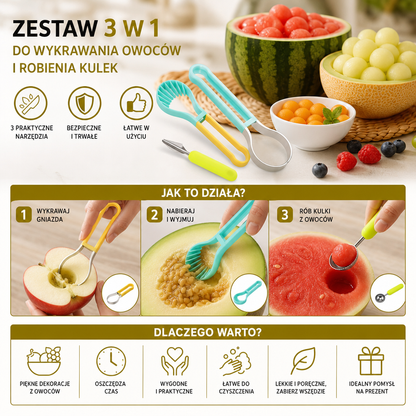 Zestaw 3 W 1 Do Wykrawania Owoców I Robienia Kulek