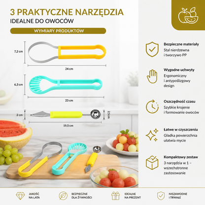 Zestaw 3 W 1 Do Wykrawania Owoców I Robienia Kulek