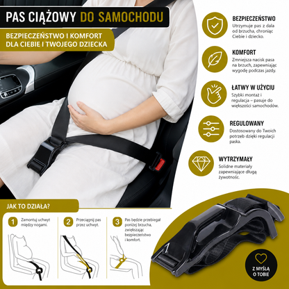 Pas Ciążowy Do Samochodu – Regulowane I Wygodne Wsparcie Brzucha Podczas Ciąży