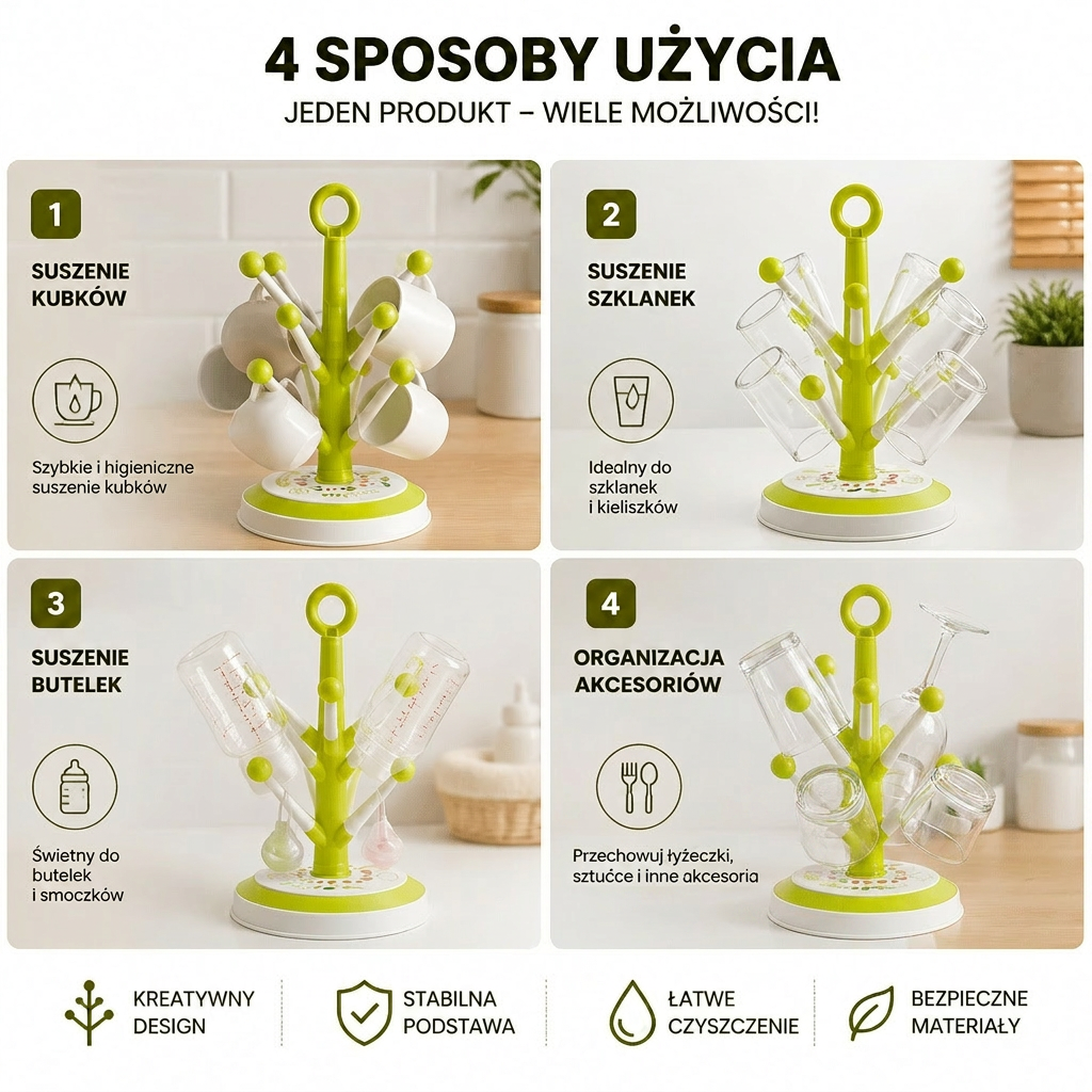 Wielofunkcyjny Stojak Do Suszenia Kubków Z Kreatywnym Wzorem Drzewa Do Kuchni